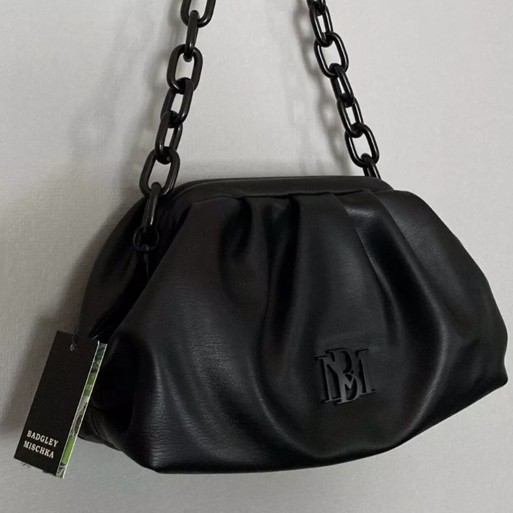 Badgley Mischka Vegan Leather Bag, Black, NWTS